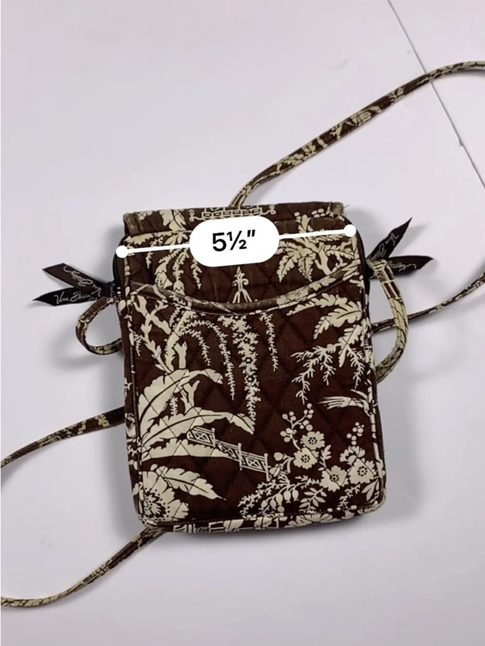 Vera Bradley Mini Hipster Crossbody Brown Imperial Toile Retired Quilted Bag
